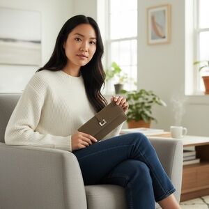 Liz Claiborne Trifold Envelop Wallet Nylon Chocolate Brown Card Holder NWOT